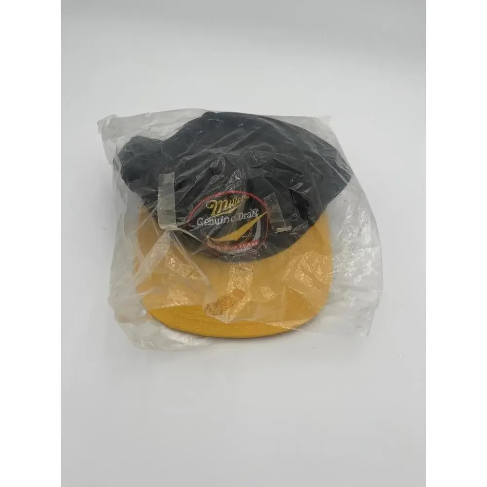 Vintage New Miller Genuine Draft Black and Yellow Snapback Hat